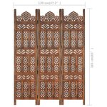 vidaXL Cloison de séparation 3 panneaux Marron 120x165cm Bois manguier