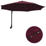 vidaXL Parasol de jardin mural avec LEDs Rouge Bordeaux 248 cm
