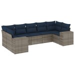 vidaXL Salon de jardin 7 Pièces avec coussins gris résine tressée