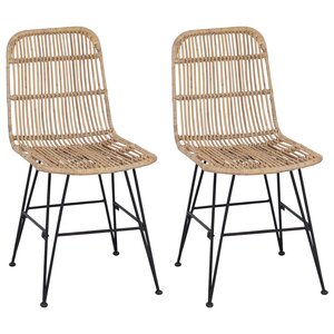 vidaXL Chaise de salle à manger 2 pc Rattan et Acier Naturel