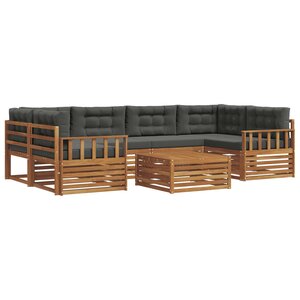 vidaXL Ensemble de canapés d'extérieur 7 pc Naturel et Anthracite