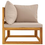 vidaXL Canapé d'angle sectionnel et coussins taupe bois massif acacia