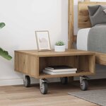 vidaXL Table d'appoint avec roues Chêne artisanal 50 5 x 50 x 30 cm