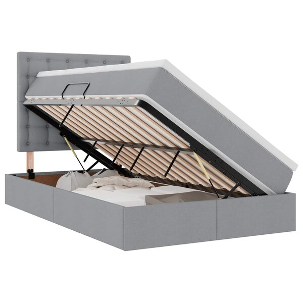 vidaXL Lit avec rangement et matelas Gris clair 120 x 200 cm Polyester