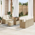 vidaXL Ensemble de Canapés de Jardin 8 Pièces avec Coussins Beige en Poly Rotin Acacia