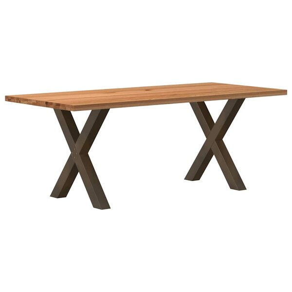 vidaXL Table à manger marron clair bois de chêne massif rectangulaire
