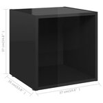 vidaXL Meubles TV 4 Pièces Noir brillant 37x35x37 cm Aggloméré