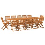 vidaXL Ensemble à manger de jardin 13 Pièces 280x90x75 cm bois d'acacia