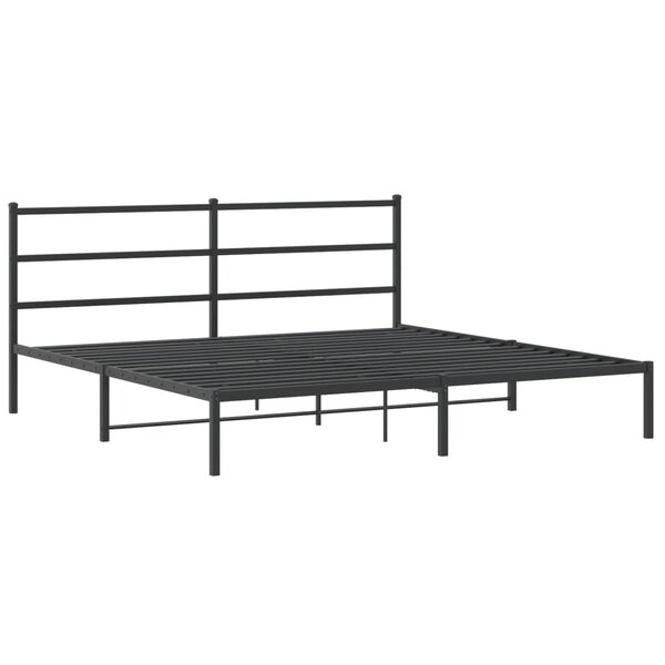 vidaXL Cadre de lit métal avec tête de lit noir 193x203 cm