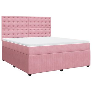 vidaXL Sommier à lattes de lit avec matelas Rose 180x200 cm Velours