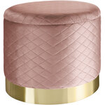 Tectake Pouf coffre de rangement aspect velours COCO matelassé - rose