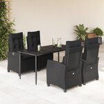 vidaXL Ensemble à manger de jardin coussins 5Pièces Noir Résine tressée
