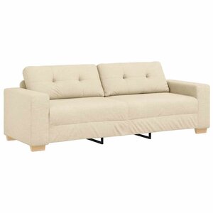 vidaXL Sofa 3 places avec coussin Crème tissu