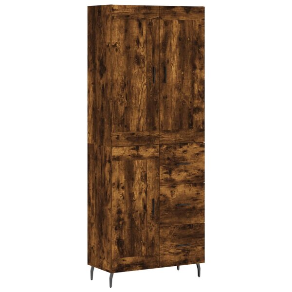vidaXL Buffet haut Chêne fumé 69 5x34x180 cm Bois d'ingénierie