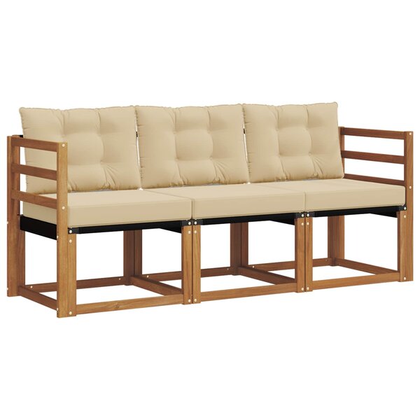 vidaXL Ensemble de canapés d'extérieur 3 pc Naturel et Beige