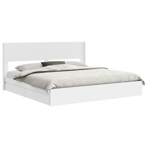 vidaXL Cadre de lit avec rangement et tête de lit Blanc 180 x 200 cm