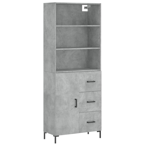 vidaXL Buffet haut Gris béton 69 5x34x180 cm Bois d'ingénierie