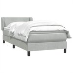 vidaXL Sommier à lattes de lit et matelas gris clair 90x220 cm velours