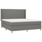 vidaXL Sommier à lattes de lit matelas LED Gris foncé 180x200 cm Tissu
