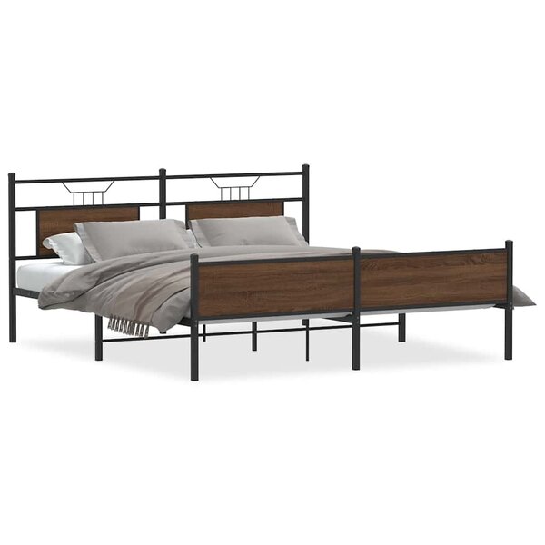 vidaXL Cadre de lit en métal sans matelas chêne marron 160x200 cm