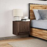 vidaXL Table de chevet murale avec lumières LED chêne marron