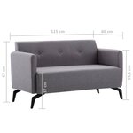 Vidaxl canapé à 2 places revêtement en tissu 115x60x67 cm gris clair