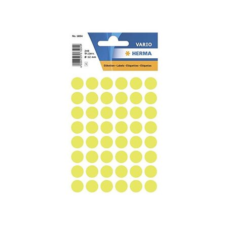 Etui 240 étiquettes multi-usages ronde 12 mm jaune fluo herma