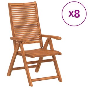 vidaXL Chaises inclinables de jardin lot de 8 bois massif acacia