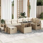 vidaXL Salon de jardin avec coussins 8 Pièces beige résine tressée