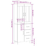 vidaXL Buffet haut Gris béton 69 5x34x180 cm Bois d'ingénierie