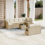 vidaXL Salon de jardin avec coussins 10 Pièces beige résine tressée