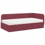 vidaXL Cadre de lit d'angle avec matelas Bordeaux 100 x 200 cm tissu