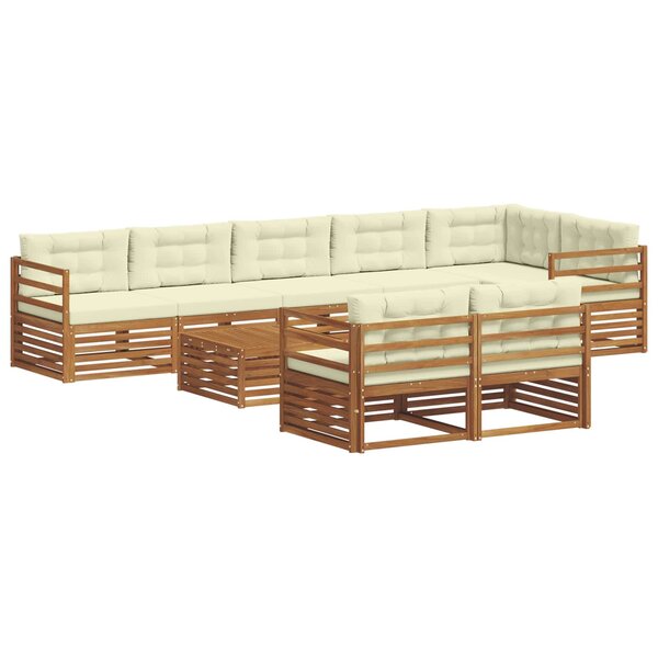 vidaXL Ensemble de canapés d'extérieur 9 Pièces Naturel et Crème