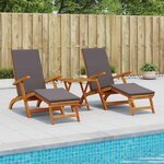 vidaXL Chaise longue inclinable et pliable 3 Pièces Gris foncé