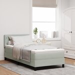 Lit à sommier box avec matelas et lumière LED Gris clair 90x190 cm Velours