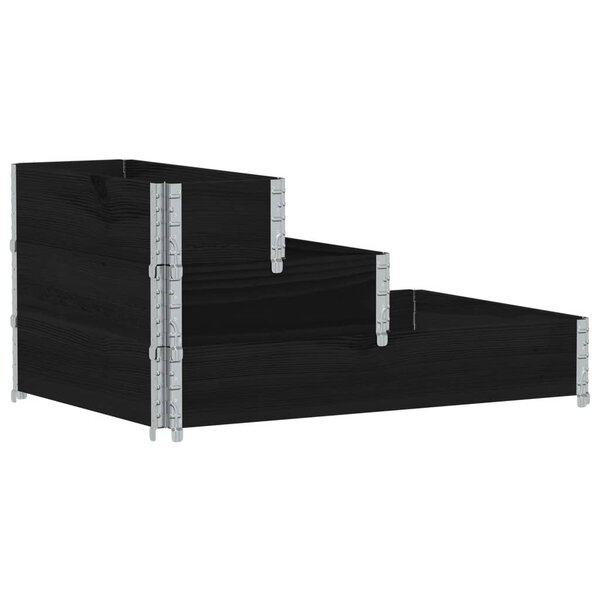 vidaXL Lit surélevé à 3 niveaux noir 120x80 cm bois de pin massif