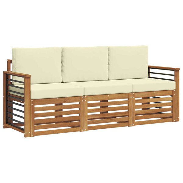 vidaXL Ensembles de canapés avec coussin 3 Pièces Naturel et Crème