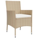 vidaXL Ensemble de bistro de jardin 5 Pièces coussins beige poly rotin
