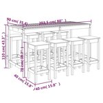 vidaXL Ensemble de bar de jardin 9 Pièces blanc bois de pin massif