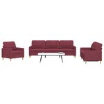 vidaXL Ensemble de canapés 3 Pièces rouge bordeaux tissu
