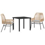 vidaXL Ensemble de salle à manger de jardin 3 pièces avec coussins marron en poly rotin