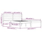 vidaXL Cadre de lit Bois de pin massif 135x190 cm Noir double