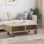 vidaXL Table d'appoint avec roues Chêne Sonoma 90 x 50 x 30 cm