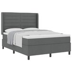 vidaXL Lit à ressorts avec matelas Gris foncé 190 x 140 cm tissu