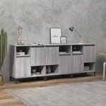 vidaXL Buffets 3 Pièces sonoma gris 60x35x70 cm bois d'ingénierie