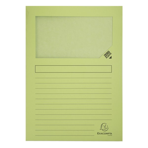 Paquet de 100 chemises à fenêtre SUPER 160g/m2 - 22x31cm - Vert clair EXACOMPTA