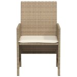 vidaXL Ensemble de bistro 3 Pièces avec coussins beige résine tressée