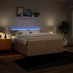 vidaXL Sommier à lattes de lit avec matelas Crème 200x200 cm Tissu