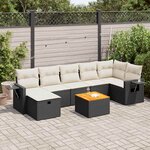 vidaXL Salon de jardin 8 Pièces avec coussins noir résine tressée