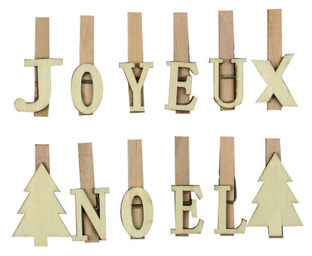 Pince à linge en bois Joyeux Noël 5 cm 12 pièces - MegaCrea DIY